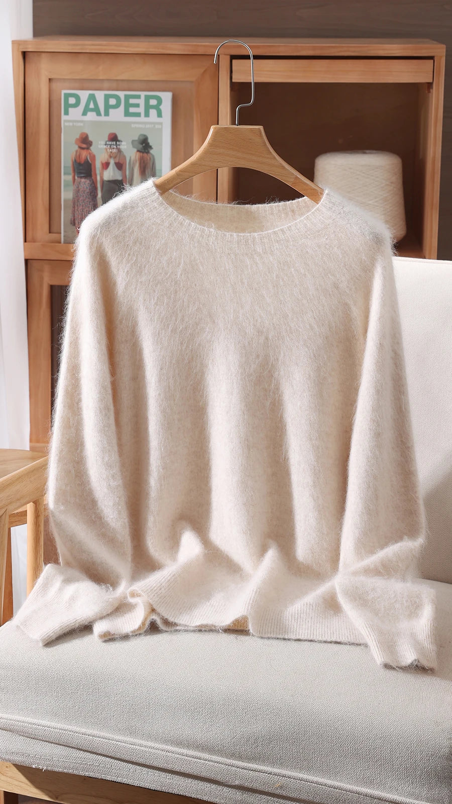High Quality  Women's Mink Cashmere Sweater Solid Color O-neck 100% Mink Cashmere Pullover Soft Super Warm Long Sleeve Tops