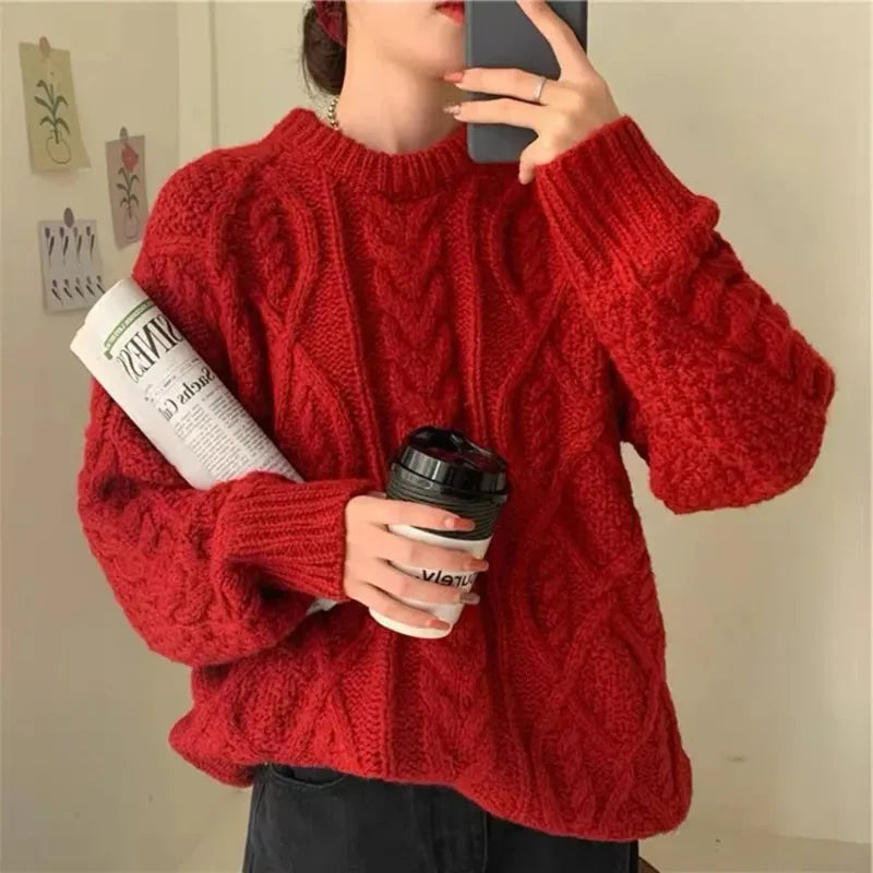 Autumn/winter 2025 New Women's Sweater Versatile Vintage Soft Supple Loose Fit Ldle Style Outer Wear Knitted Top