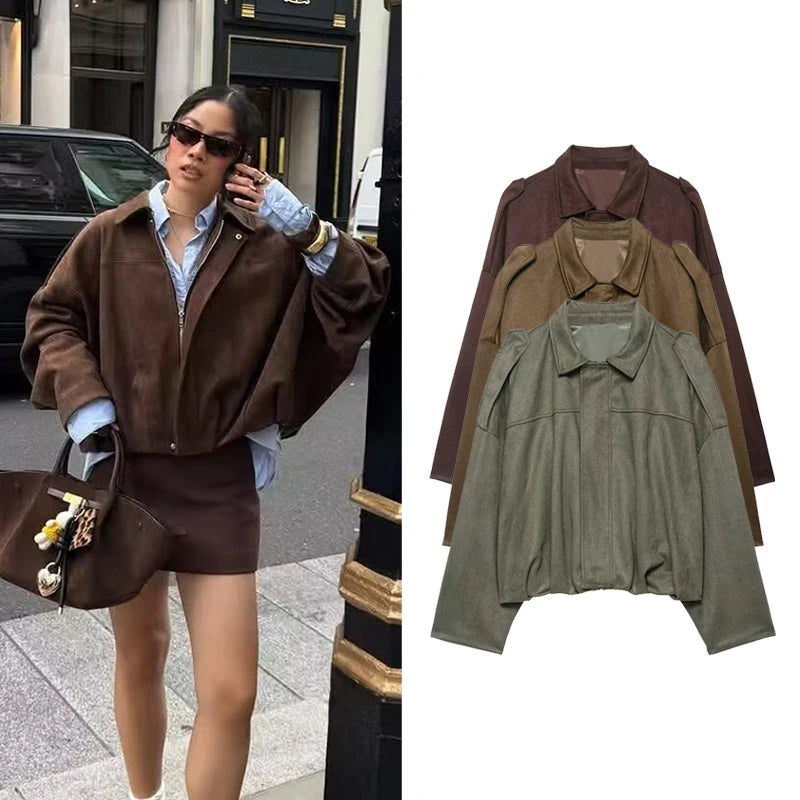 Women's Jackets Coats Autumn 2025 Fashion Ladies Zipper Oversize Coat Streetwear Female Outerwear Chic Tops