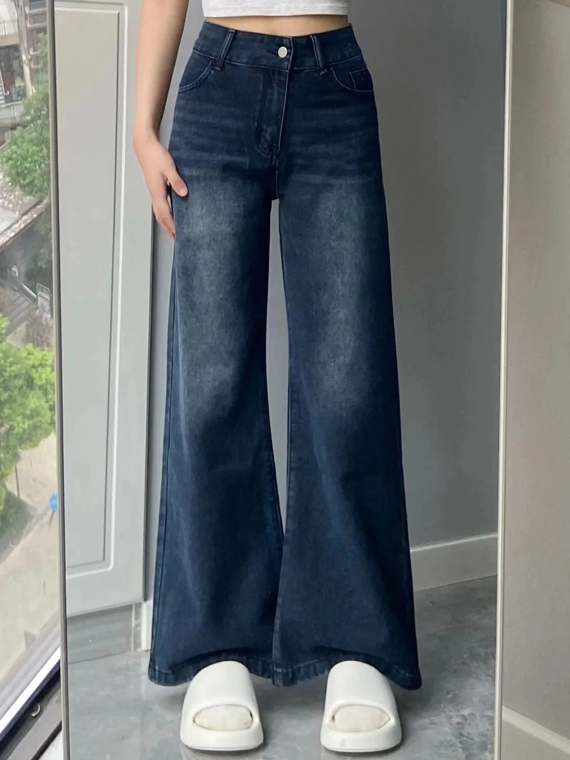 High Waist Flare Jeans Casual Trousers Women Autumn Winter Wide Leg Pants New Slim Straight  Jeans Women's pants Women's jeans
