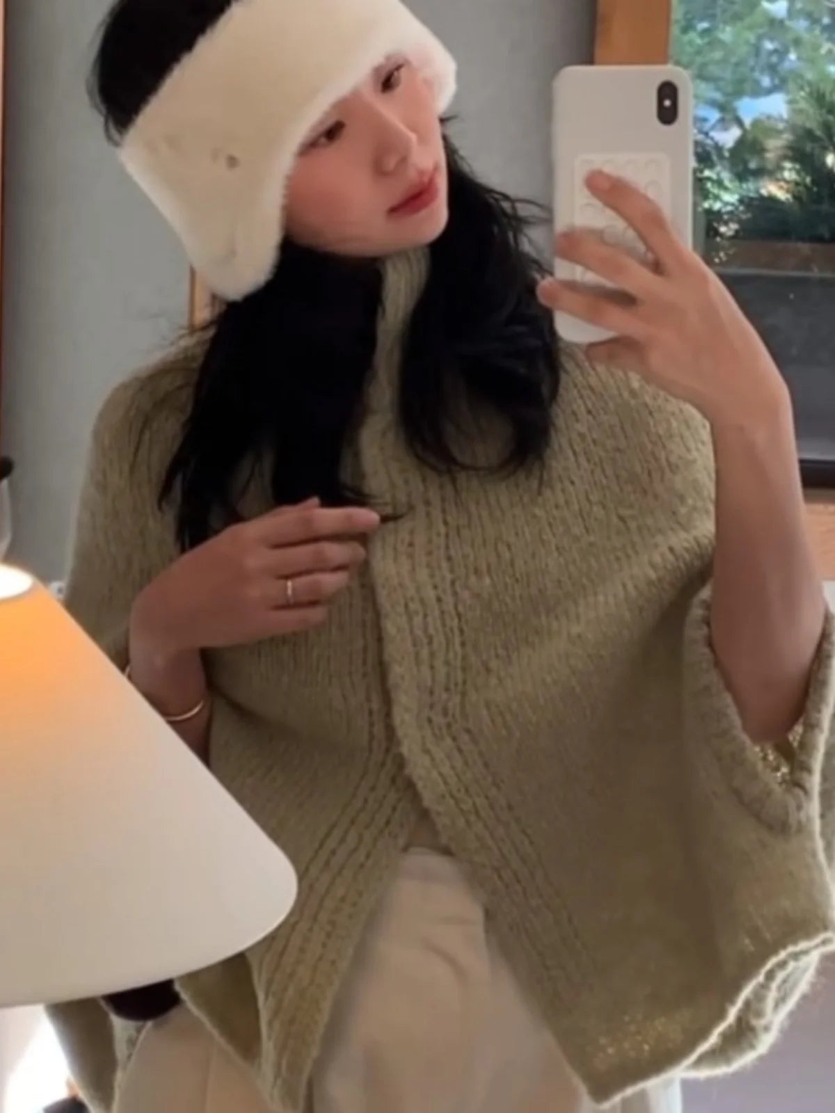 Blue Stand Collar Lazy Sle Women's Sweater Coat Casual Faion oulder awl Comfortable Loose Fit Spring Autumn Wear